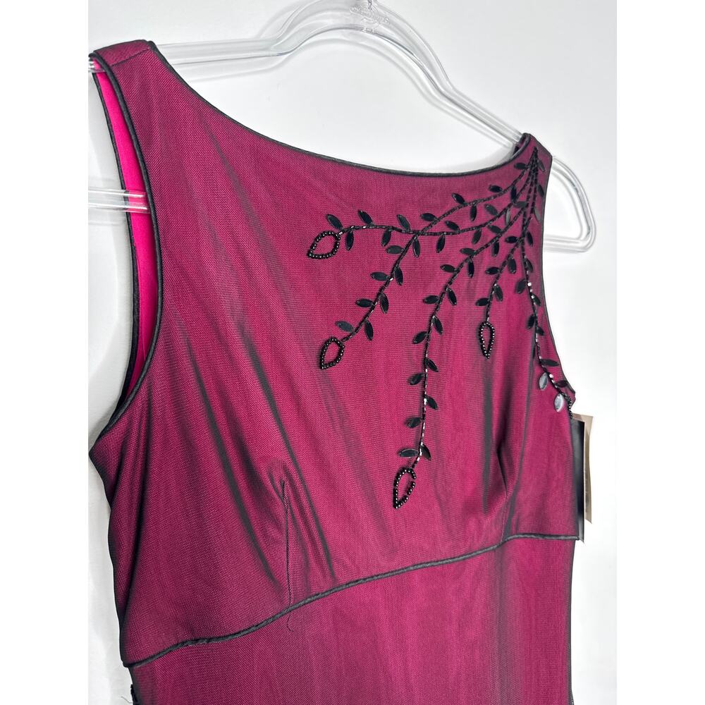 2010s Adrianna Papell Evening Burgundy Ombre Beaded Formal Gown & Shawl NWT 6 - Picture 7 of 12